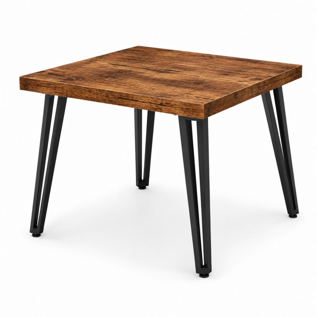 Table basse rectangulaire marron et noir en panneaux de particules mélaminés et acier 100 x 60 x 45 cm