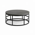 Table basse ronde grise en MDF et acier 80 x 80 x 40 cm