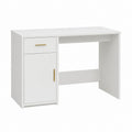 Bureau classique avec rangement blanc en panneaux de particules rectangulaire 100 x 50 x 75 cm