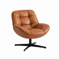 Fauteuil pivotant de salon cognac en cuir synthétique PU avec piètement acier 83 x 82 x 86 cm