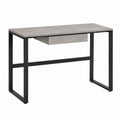 Bureau droit gris béton et noir en panneau de particules et acier 120 x 60 x 75 cm