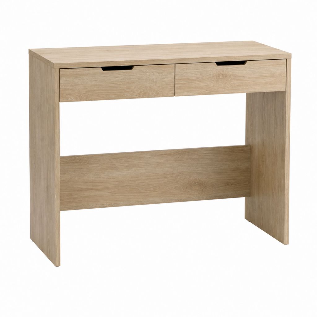 Bureau classique avec 2 tiroirs chêne clair en panneaux de particules 100 x 50 x 75 cm