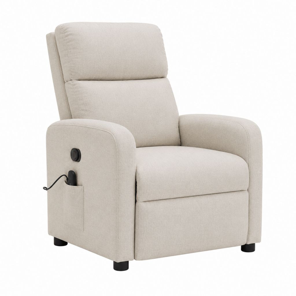 Fauteuil relax électrique inclinable beige en polyester 84 x 92 x 102 cm