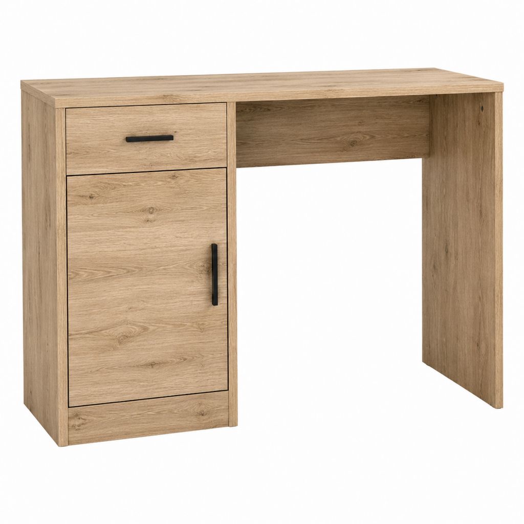 Bureau droit avec caisson chêne clair en panneaux de particules 120 x 60 x 75 cm