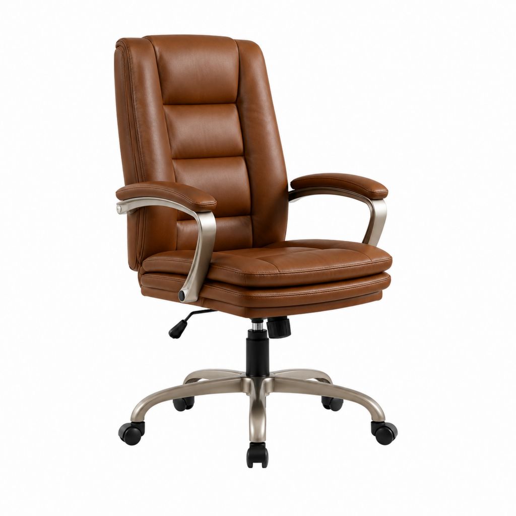 Fauteuil de bureau ergonomique marron en similicuir PU avec accoudoirs et roulettes 66 x 70 x 116-126 cm