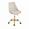 Chaise de bureau pivotante beige et doré en polypropylène avec coussin en polyester 58 x 58 x 82-92 cm