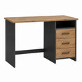 Bureau droit noir et décor chêne en panneaux de particules 120 x 60 x 75 cm