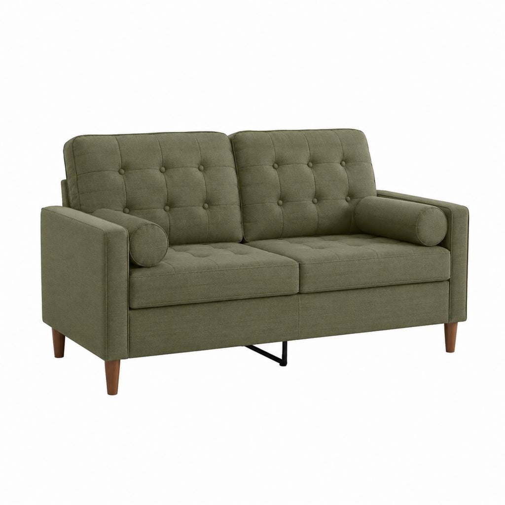 Canapé 2 places rectangulaire vert olive en polyester 160 x 85 x 88 cm